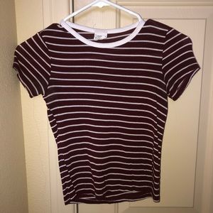 striped maroon tee